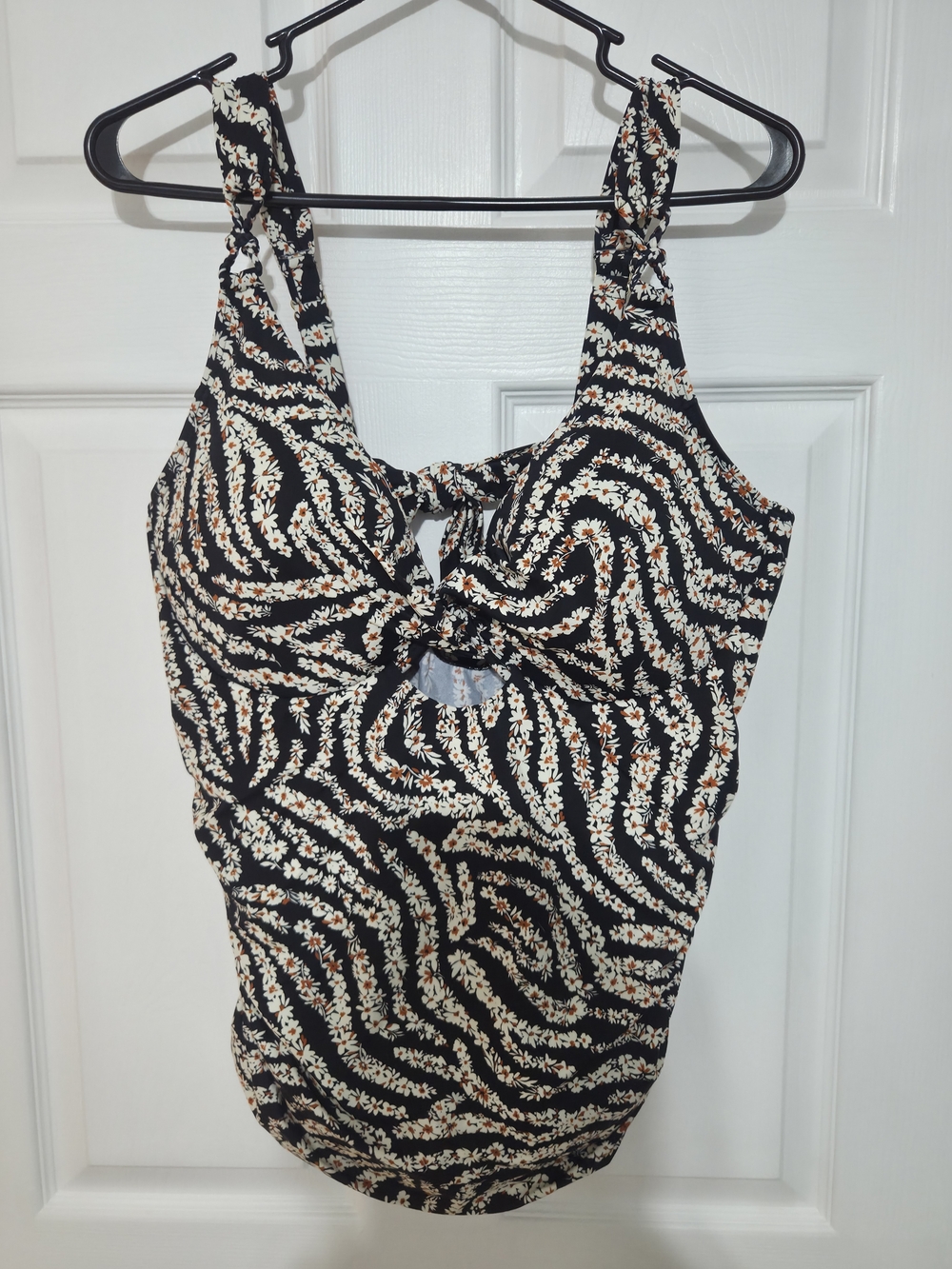 NWT Swimsuits For All Tankini, Size 18, Twist-Front Black & White Women's